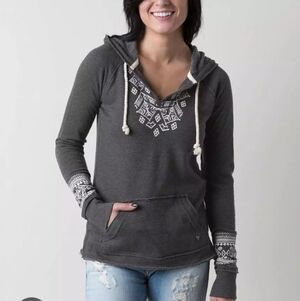 Billabong Hoodie Cotton Blend Sweatshirt Kangaroo Pocket Raw Hem S